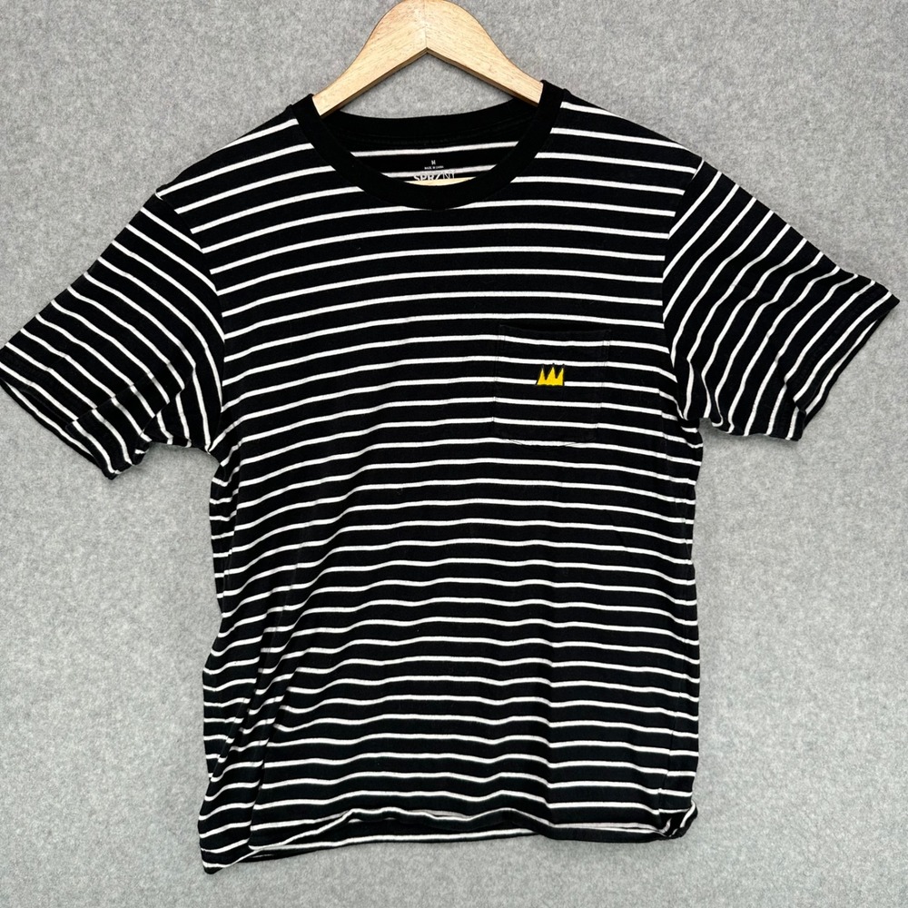 Uniqlo SPRZ NY Jean-Michel Basquiat Striped Pocket T-Shirt Mens Med Black White